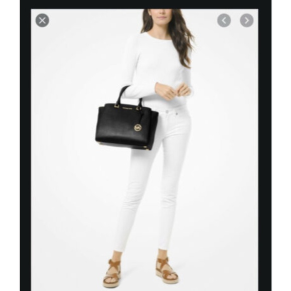 NWT Michael Kors Maxine Black Leather Med Satchel
